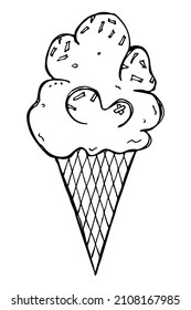 Vector hand drawn ice cream isolated on white backgrounds. Cute dessert illustration. For print, web, design, decor, logo.