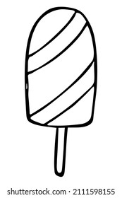 Vector hand drawn ice cream isolated on white backgrounds. Cute dessert illustration. For print, web, design, decor, logo.