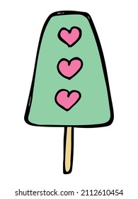Vector hand drawn ice cream isolated on white backgrounds. Cute colorful dessert illustration. For print, web, design, decor, logo.