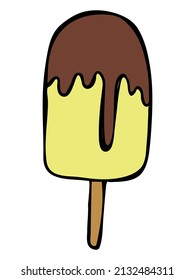 Vector hand drawn ice cream illustration isolated on white backgrounds. Cute colorful dessert clipart. For print, web, design, decor, logo.