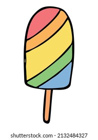 Vektorhandgezeichnete Eiscreme-Illustration einzeln auf weißem Hintergrund. Farbenfrohe Nachtisch-Clipkunst. Für Druck, Web, Design, Dekoration, Logo.
