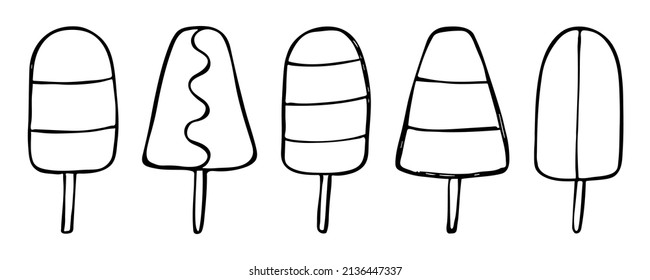 Vector hand drawn ice cream illustration isolated on white backgrounds. Cute dessert clipart. For print, web, design, decor, logo.