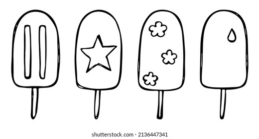 Vector hand drawn ice cream illustration isolated on white backgrounds. Cute dessert clipart. For print, web, design, decor, logo.