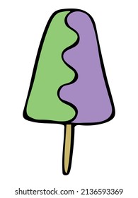 Vector hand drawn ice cream illustration isolated on white backgrounds. Cute dessert clipart. For print, web, design, decor, logo.