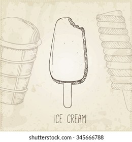 Vector hand drawn ice cream. Can be used in restaurant menu, cooking books and labels.