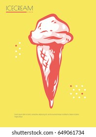 Vector hand drawn ice cream poster. Sketch cards. Milk products. Cute vintage illustrations. Vector stock illustration.