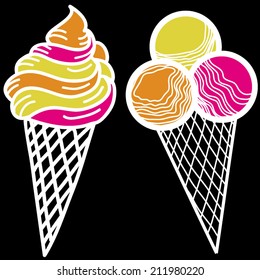 Vector hand drawn ice-cream. Icon. Symbol.