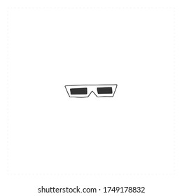 Vector hand drawn icon, a 3D glasses. Cinema isolated object, cinematography illustration. For branding and business identity. For movie houses, shops and cafe.