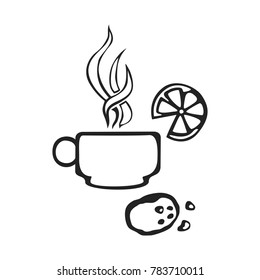 Vector hand drawn icon cap of tea isolated on white background