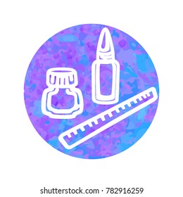 Vector hand drawn icon of clerical on round watercolor background
