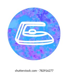 Vector hand drawn icon of iron on watercolor background