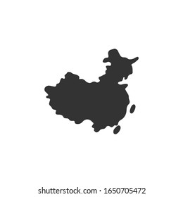 Vector hand drawn icon, map of China. A part of Wuhan coronavirus 2019-nCoV illustration set. Dangerous chinese disease. Pandemic risk alert.