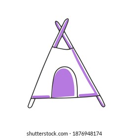 Vector hand drawn icon of pet house. Wigwam for cat or dog, isolated on white background