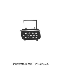 Vector hand drawn icon, a typewriter. Publishing, writing and copywriting theme. For business branding and identity, for writers, copywriters and publishers, for journalists and bloggers.