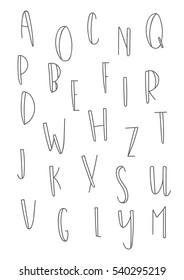 Vector hand drawn illustration. Alphabet. Doodling.