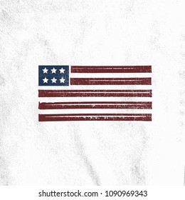 Vector hand drawn illustration. American flag, color, vintage.