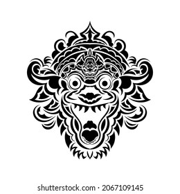 Vector hand drawn illustration of angry clown in baroque frame. Tattoo artwork in realistic line style. Portrait of ugly clown. Template for card, poster, banner, print for t-shirt.