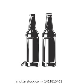 Ilustración de botellas de cerveza dibujadas a mano, ilustración aislada en fondo blanco