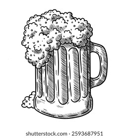 Vector hand drawn illustration of beer mug