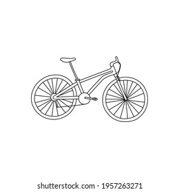 Vector hand drawn illustration of bicycle. Isolated on white background.