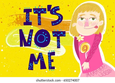 Vector hand drawn illustration of blonde girl and lettering. Wonderful template.