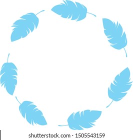 Vector hand drawn illustration. Blue frame with feathers. Design for invitations, greeting cards, blogs, posters, pajama party, sleepover and more
