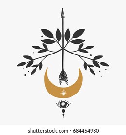 Vector hand drawn illustration in boho style.