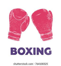 Vector hand drawn illustration. Boxing gloves, sport, fitness. the idea for the poster.