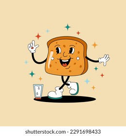 Vector hand drawn illustration of bread slice shape for poster, concept, signboard or flyer
