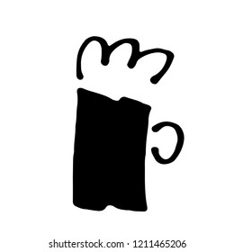vector hand drawn illustration of a brush sketch of a glass pint of beer in pub, restaurant or party 