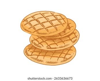 Vector hand drawn illustration of cakes, cookies, bread. Brown and white pastry  drawing isolated on white background. Sketch icon and bakery element for print, web, mobile.