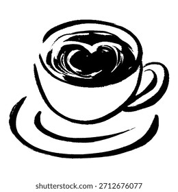 Vector dibujado a mano ilustración de capuchino con pinceladas.