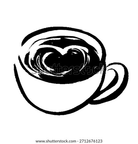 Vector hand drawn illustration of cappuccino with brush strokes.
