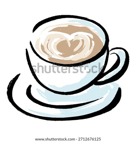 Vector hand drawn illustration of cappuccino with brush strokes.