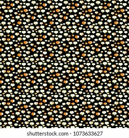 Vector. Hand drawn illustration in cartoon style. Graphic on black, white, green, orange and neutral colors. Seamless love pattern with cute lettering calligraphy text and hearts, envelopes.