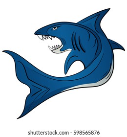 Vector hand drawn illustration cartoon toothy white shark