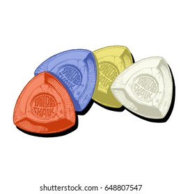 Vector hand drawn illustration of tailor’s chalk set in vintage engraved style. isolated on white background.