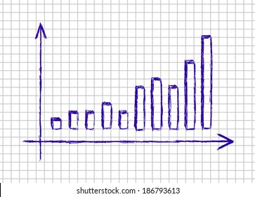 vector hand drawn illustration of chart on the squared school notebook