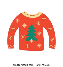 Vector hand drawn illustration of christmas sweater. For the design of cards, posters, gift wrapping.