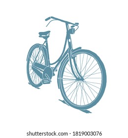 Vector hand drawn illustration of city bicycle in ink hand drawn style.