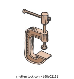 Vector hand drawn illustration of clamp