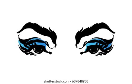 Vector hand drawn illustration of colorful womens eyes. 