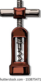 Vector hand drawn illustration of continuous turning corkscrew in vintage engraved style on white background.