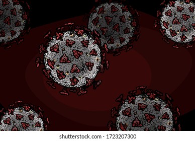 Vector hand drawn illustration of coronavirus in vintage engraved style. 