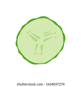 Vector hand drawn illustration of cucumber slice isolated on white background