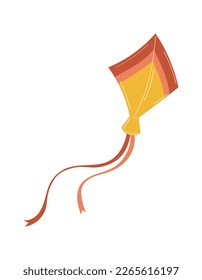 Vector hand drawn illustration
with cute vector kite. Colored kite isolated on a white background. 