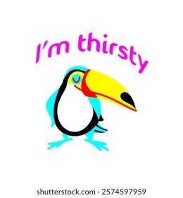 Vector hand drawn illustration with cute cartoon bird