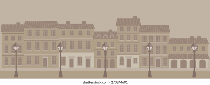 Vector Hand drawn illustration with cute houses