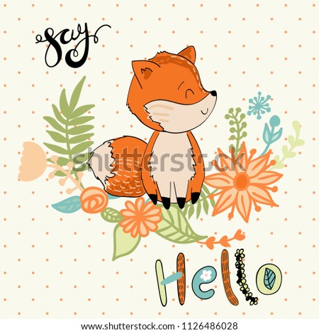 Vector hand drawn illustration. Cute cartoon fox.