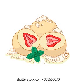 Vector hand drawn illustration of czech dumpling.